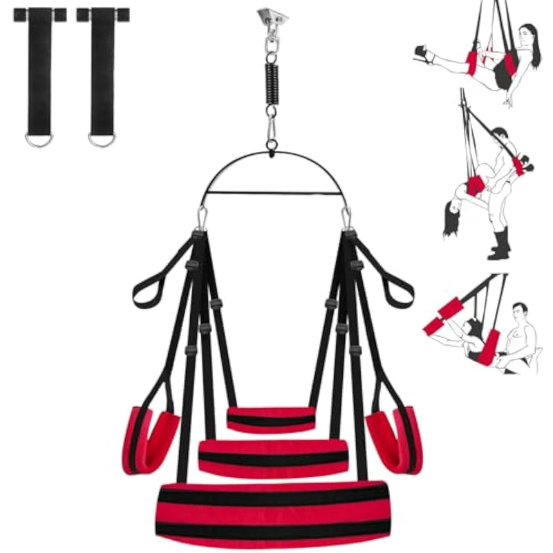 2-In-1 Door & Ceiling Sex Swing For Couples, 360° Rotating Sex Swings With Widened Padded Seat, Adjustable Straps, Sex Furniture For Bedroom Sex Toys For Adults
