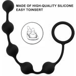 Anal Beads Butt Plugs With 5 Anal Balls Silicone Adult Sex Toys Silky Smooth Anal Chain Prostate G-Spot Stimulator Vaginal Anus Dilator For Men Women (Black M)