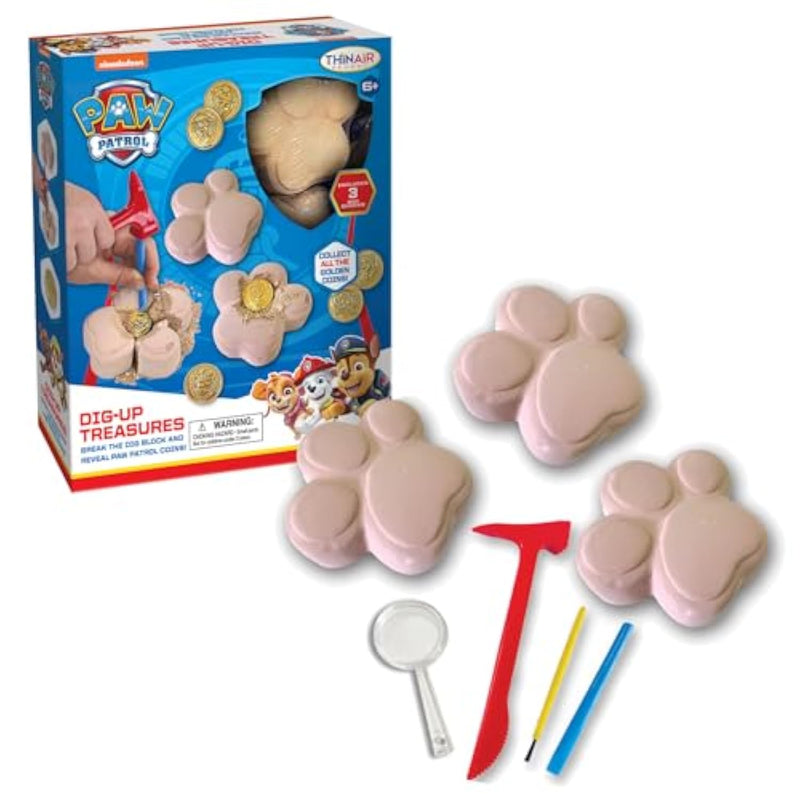 Paw Patrol Dig-Up Treasures Kit – 3 Dig Blocks With Hidden Golden Coins – Includes Chisel, Brush, Hammer & Magnifying Glass –Stem Archaeology Toy For Kids Ages 6+
