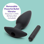Butt Tingler Vibrating Butt Plug - 4.5 Inch Silicone Anal Plug - Beginner Friendly With Flared Base - 7 Vibration Modes & 3 Speeds - Waterproof - Black