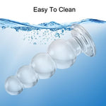 Glass Anal Beads,3.9 Inch Small Butt Plug with Bottom,Anal Sex Toys for Men Women Gay