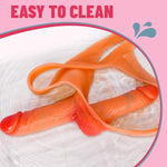 Double Dildo Harness Strap On Panties, Elastic Silicone Wearable Double Ended Dildo Panties, Realistic Strapless Pegging Toy With Big Thick Dual Heads For Women Couples Lesbian Transgender Play