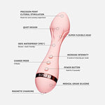 Rose 2 Precision Point Bullet Vibrator With Clitoral Stimulation - Flexible Tip, Waterproof, Rechargeable (Pink)