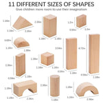100Pcs Natural Beech Wood Building Blocks For Toddlers 1-3, Wooden Blocks With Storage Bucket And Shape Sorter Lid Montessori Toys For 1 2 3 Year Old Boys And Girls, Preschool Learning