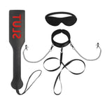 Bondage Collar Leash Set With Nipple Clamps, Blindfold And Slut Spanking Paddle For Adults Bdsm Play Sex Toys