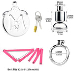 Male Chastity Belt Cock Cage Stainless Steel Chastity Cage With Mini Dildo - Strap On Metal Chastity Device Male Cock Lock Cage Penis Cage Adult Men Sex Toy (50Mm Ring)