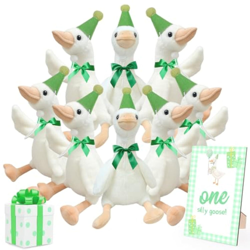 One Silly Goose Birthday Decor Boy (Set Of 8), 15.7 Inch Goose Stuffed Animal, 1St Birthday Decoration Gift, Silly Goose Baby Shower, Party Favors
