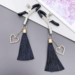 Breast Clamps Clitoris Clamps Nipple Clip For Women, Nipple Clamps With Hearts And Tassels Decoration, Soft Rubber Clamps Adjustable Bdsm Set Sm Sex Play Game Toys For Couples Lovers Home Bed Flirt