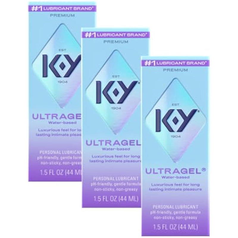 Ultragel Premium Water-Based Body Friendly Formula 1.5 Fl Oz. Personal Lubricant For Wetter Sex For Men, Women And Couples & Safe To Use With Latex Condoms (3 Pack)
