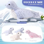 5 Pcs Seals Plush Set 18" Large Seals Pillow With 4 Cute Babies Stuffed Animal In Zippered Belly Nurturing Plushes Toy Gift For Kids Adults Birthday Christmas Holiday Part