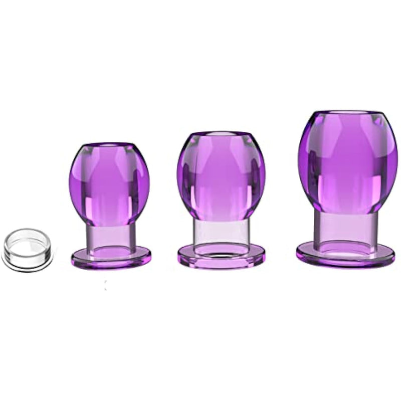 3Pcs Silicone Butt Plug Hollow Anal Plug Set With Lid Leakage Prevention Liquid Anus Peep Plug Kit Adult Sex Toy For G-Point Massage Butt Plug