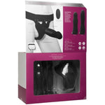 Doc Johnson Body Extensions - BE Naughty - Hollow Strap-On System - Remote Operated Vibrating Silicone Harness with Elastic Waist Band and 3 Hollow Dildos