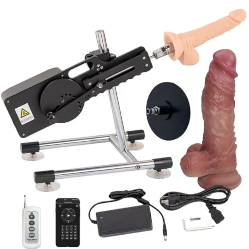Sex Machine With Realistic Dildo And Suction Cup Adapter Wireless Controlled Dildo Machine Automatic Thrusting Machine With Multiple Quick Air Connector Adjustbale Adult Sex Toy For Women