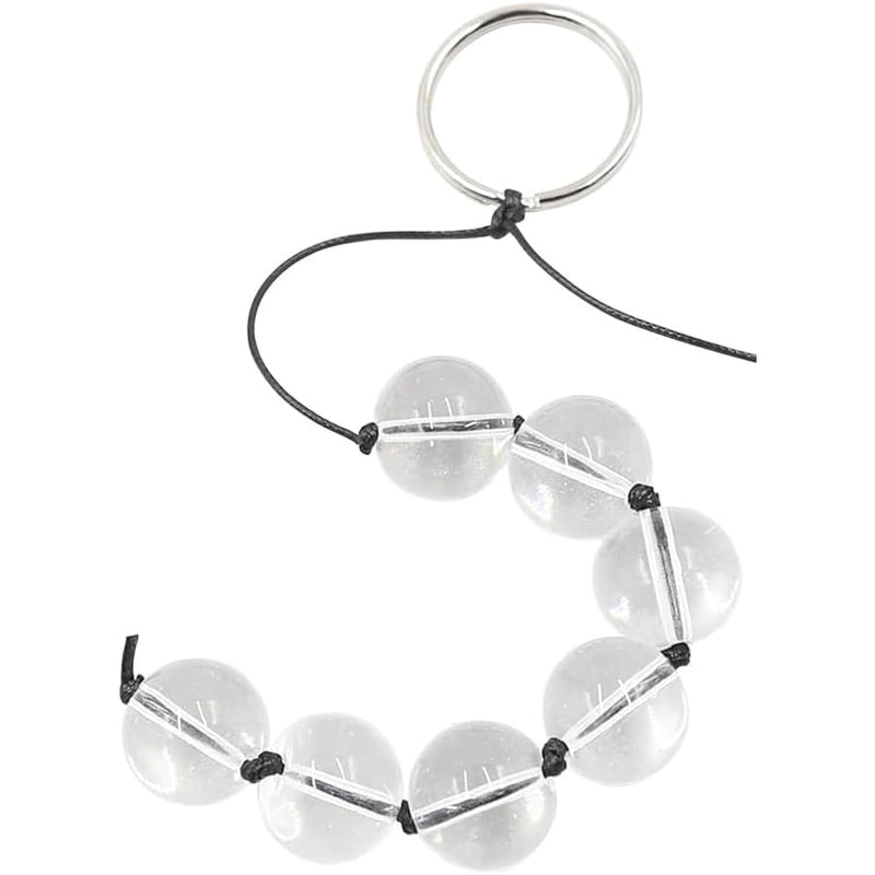 Glass Anal Beads, Unisex Anal Plug Big Smooth Chain Transparent Crystal Balls Gay Butt Plug Sex Toys for Adult Erotic Toys