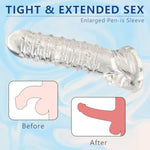 Reusable Thick Penis Sleeve Cock Ring, Ultra-Soft Cock Sleeve Penis Extender,Couples Cock & Girth Enhancer Adult Sex Toys For Men (Transparent)