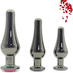 Anal Butt Plug 3-Piece Set - Expanding Metal Trainer Kit With Ergonomic Design Adult Sex Toys For Couples And Solo Use