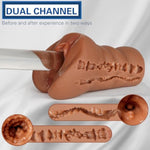 2 In 1 Male Masturbators, Adult Sex Toys With Realistic Textured Portable Pocket Pussy Stroker With 3D Vagina Clitoris For Adult Men Masturbation(Brown)