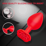 Anal Butt Plug Rose Sex Toy, 3Pcs Silicone Anal Plugs Training Set,Training Set With Flared Base Prostate Sex Toys For Beginners Advanced Users(Red)