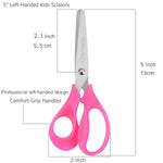 Left-Handed Kids Scissors, 5-Inch Lefty Scissors for School Kids, 6 Pack