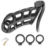 Male Chastity Cage,Large Cock Cage Device With 3 Sizes Rings And Invisible Lock For Abstinence Penis Ring Adult Sex Toys Silicone Cock Ring For Men