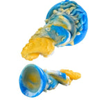 7.4 Inch Octopus Leg Dildo | Twisted Spiral Giant Octopus Tentacle Anal, Big, Animal Dildo With Skim, Kraken, Alien Sex Toy, Strap On Screw Gay Fist Swirl Helix, Rotating (Blue)
