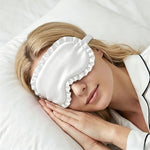 3 Pack Sleep Mask Satin Eye Mask Silk Blindfold Elastic Strap for Night Sleeping Office Travel Suitable for Men Women (White)