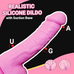 8 Inch Pink Realistic Silicone Dildo with Strong Suction Cup for Beginners