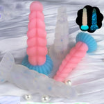 Adult Anal Sex Toy Liquid Silicone G Spot Dildo Glow In The Dark Anal Toys Huge Butt Plug For Adult Men And Women (L,White)