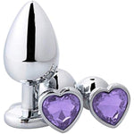 Anal Plugs Set Metal 3 Pcs Butt Plug Anal Trainer Kit Women Men Sex Toys Heart Shaped Jewelry Valentine'S/Birthday Gift For Beginners Advanced Users (Light Purple)