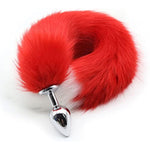 Anal Plug Stainless Steel With Fox Tail Fetish Fox Tail Butt Plug Erotic Buttplug Sexy Cosplay Anal Dildo Sex Toy Smooth Anus Toy Buttplug Anal Toy-Red & White