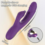 3 In 1 Dildo Rabbit Vibrator For Women - Multi-Function With Built-In Beater For G-Spot And Clitoris Tapping - Rechargeable & Very Quiet - Great For Solo And Couples Play