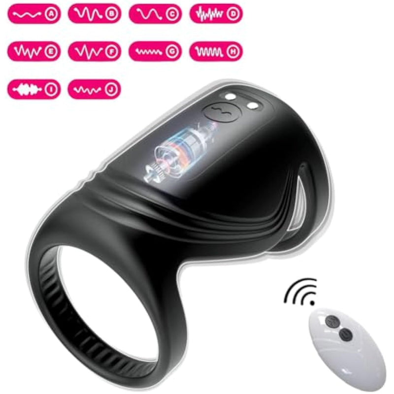 Penis Enlargement Sleeve With Particles & Vibrating Cock Ring Set For Erection Enhancement & Delay Ejaculation - Adult Sex Toys For Men