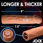 Jock Extra Long 1.5" Penis Extension Sleeve For Men & Couples. Gain Size In Seconds! Realistic Feel With Textured Sheath, Smooth And Snug Wear, Custom Length. Body-Safe Tpe. 1 Piece, Medium