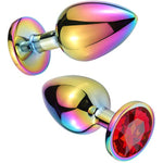 Butt Plug Colorful Metal Anal Plug Luxury Jewel Anal Trainer Set Sex Toys For Men Women Beginners (S, Red)