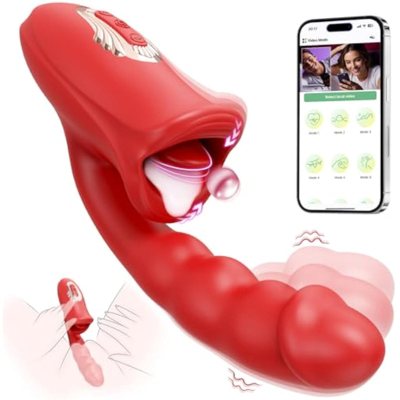 Vibrator For Women Sex Toys - App Remote Control Tongue Rose Sex Toy Dildo With 9 Finger Massager Vibration 9 Tongue Licking Nipple Sucking Vibrator Adult Toys For Women Couple