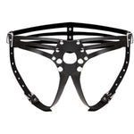 Dominix Deluxe Strap On Harness - Adjustable Luxury Leather Harness For Pegging - Includes Adjustable O-Ring With Buckle Fastenings - Black