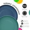 Deep Dinner Plates Set of 8 Alternative for Plastic Plates Microwave and Dishwasher Safe Wheat Straw Plates for Kitchen Unbreakable Kids Plates with 4 Colors (Classic Bright, 9 inch)