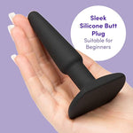 Classic Butt Plug - 4 Inch Silicone Anal Plug - Slimline Beginner Friendly With Flared Base - Waterproof - Black