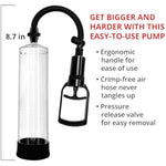 Starter Penis Pump Enlarger, Improved Erection, Cock Sexual Stimulation Device & Masturbation, Mens Erectile Dysfunction Adult Sex Toy, Increase Penile Size, 8.6" X 2.7", Clear