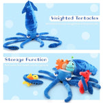 5Pcs Giant Squid Stuffed Animal 41.3" With Small Marine Clownfish,Crab, Seahorse, Angler Fish Baby Plush Toys, Adorable Bulk Ocean Animal Plushies Gifts For Squid Toys Lover,Kids,Boys,Girls