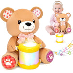 Stuffed Bear Musical Toys For Baby 6-12 Months+, Early Learning Light Up Music Drum, Perfect Christmas Birthday Gifts For Boy & Girl Age 1, 2 Years Old