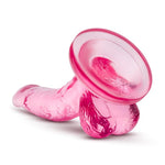 Blush Naturally Yours Mini 4.75” Realistic Dildo W/Balls - Curved G & P-Spot Stimulator, Suction Cup Base, Strap-On Compatible - Tpe, Body-Safe Slim Anal Beginner Sex Toy For Women & Couples - (Pink)