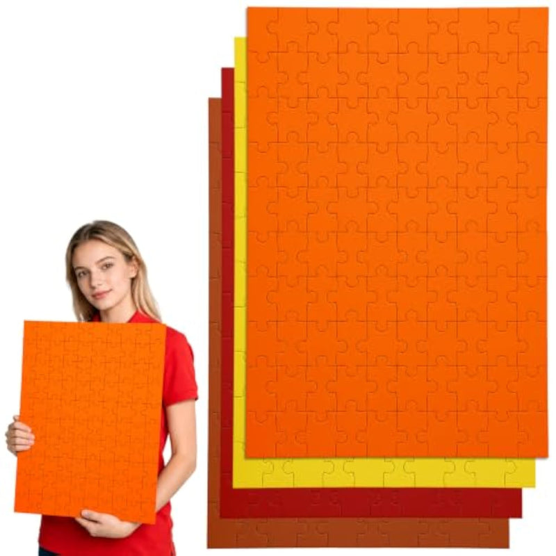 Autumn Theme Wooden Blank Puzzle Set, 4 Pack, 100 Pcs, 10.6"x15"