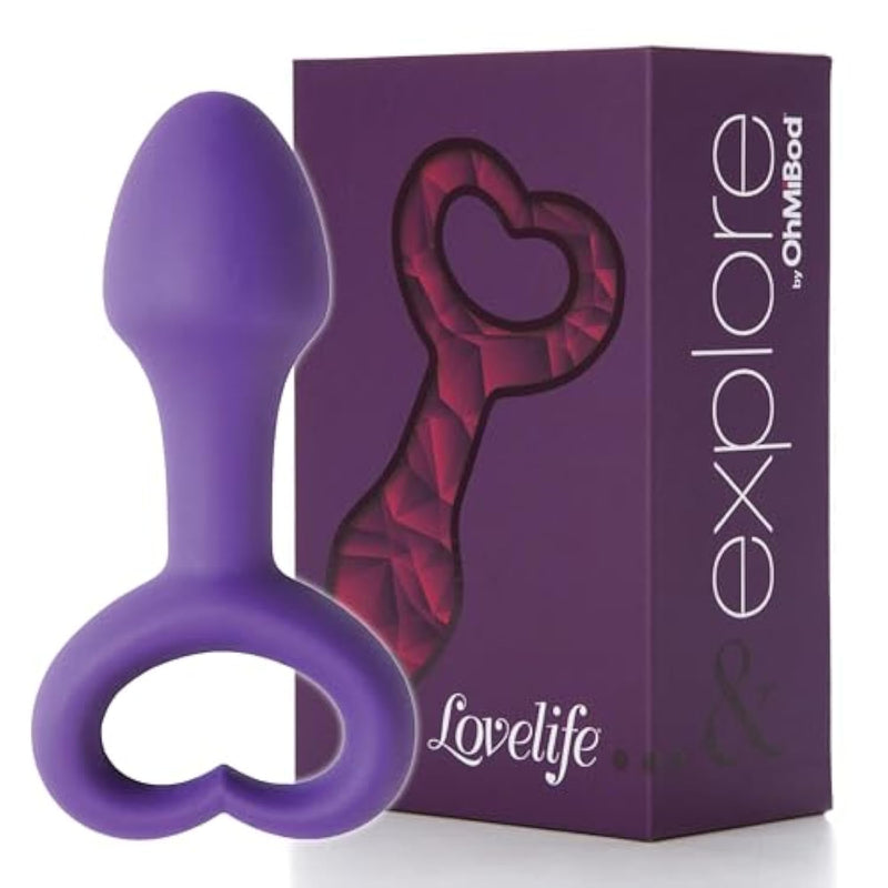 Lovelife Explore Butt Plug - Rear Gear Silicone Anal Plug For Beginners - Anal Toy For Solo Use And Couples Play - Body-Friendly, Smooth And Flexible, Safety Ring For Easy Retrieval - Purple