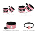 12 Pcs Sex Bondage Bdsm Restraints Kits Fetish Handcuffs Ankle Cuff Collar Blindfold Whip Rope Nipple Clamps Paddle Anal Toys Ball Gag Adult Games Foreplay Sexy Toys For Couples (Pink & Black)