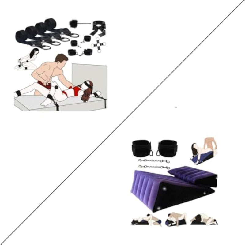 Bdsm Bed Bondage Kit Sm Sex Toys Restraints Set With Handcuffs Sex Pillow Cushion Sofa 2Pcs Set With Handcuffs Sex Aid Inflatable