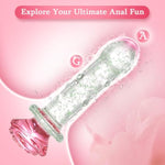 Glass Dildo Glass Butt Plug - Crystal Glass Wand Dildo Penis With Stimulating Beads, 6.18 Inch Anal Plugs Glow In The Dark Rose Sex Toy, Prostate Massager Adult Sex Toys For Men Women Lesbian Couples