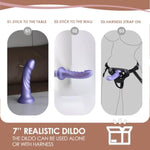 Harness Strap-On Dildo Set-7" Removable Realistic Dildo, Adjustable Waist/Thigh Belt With 3 O-Rings,Soft Leather/Nylon Harness Adult Sex Toys, G-Spot,Anal,Pegging Penis For Women, Lesbian, Gay Couples