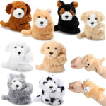 8 Pcs Puppy Stuffed Animal Slap Bracelets For Kids, Cute Plush Dog Wrist Snap Bracelets Bulk Birthday Gifts For Boys & Girls Party Favors