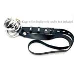 Artificial Leather Male Chastity Cage with Adjustable Auxiliary Belt and Cock Rings